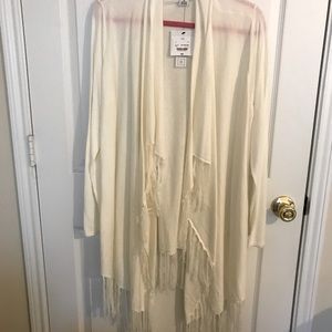 New With Tags Liz Claiborne Long Cardigan With Fringe